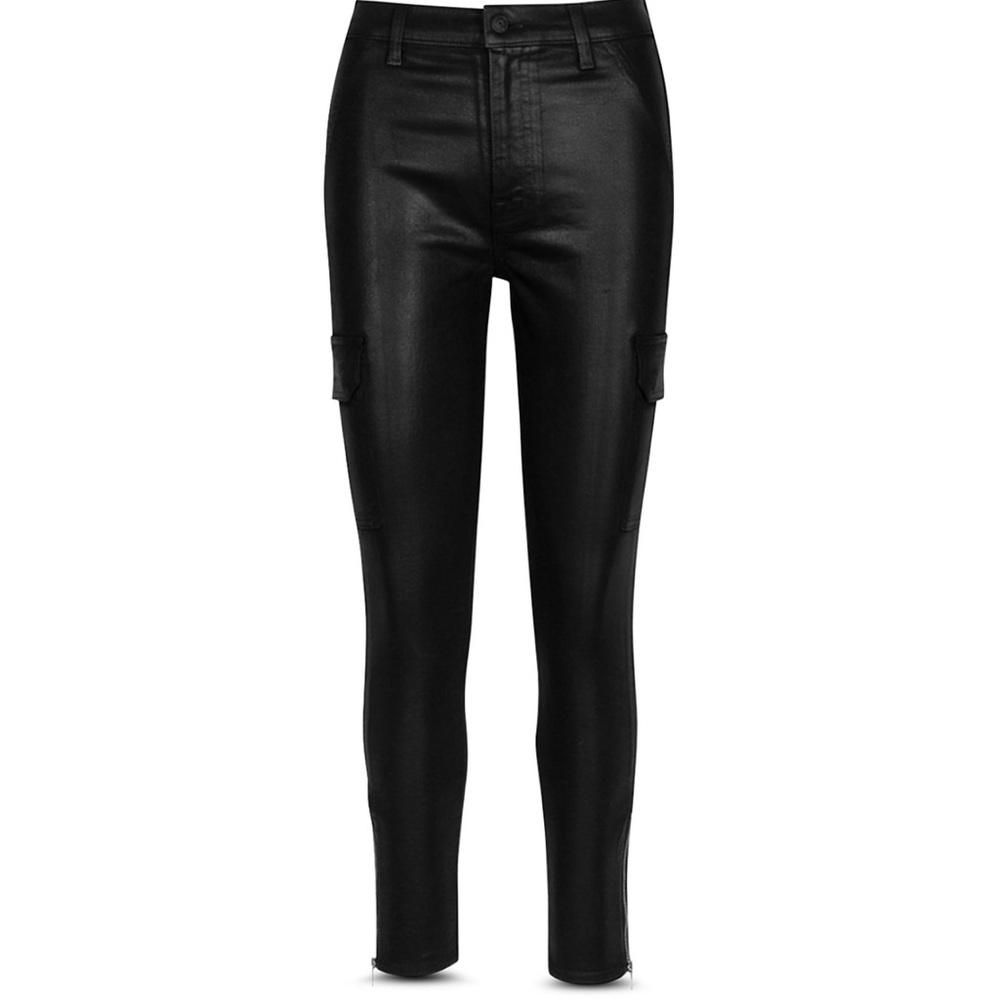 7 For All Mankind Coated Black Skinny Cargo Jeans Pants 25 NWT